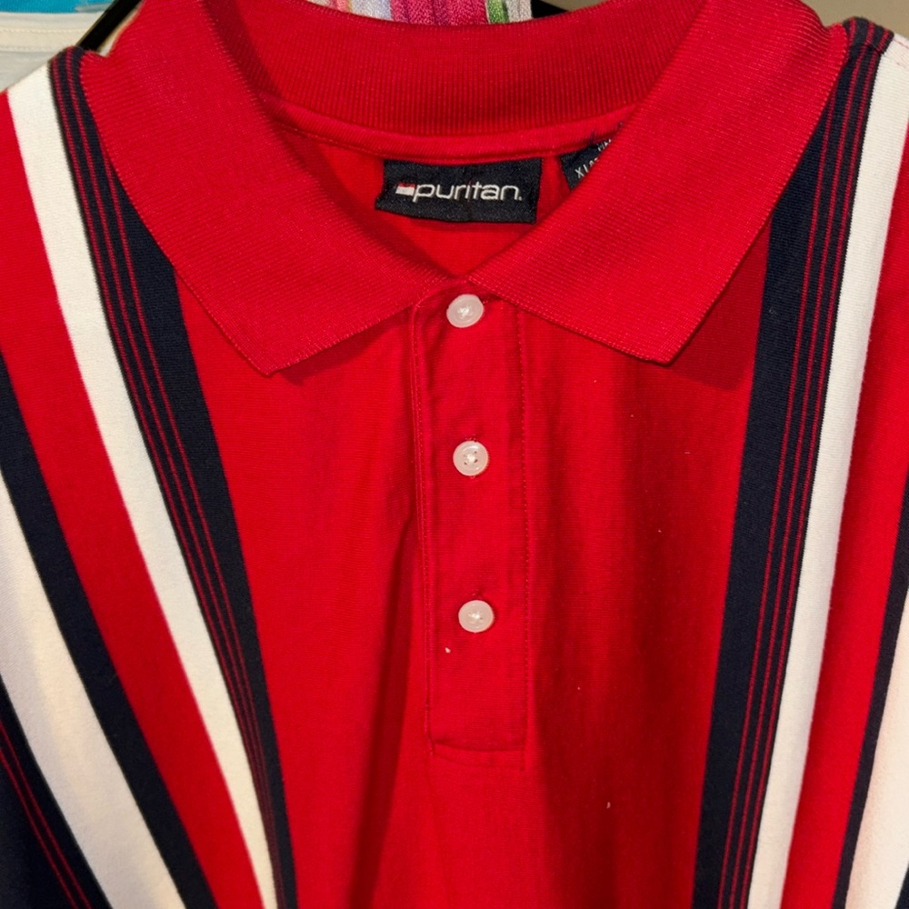 Vintage Puritan Red Striped Short Sleeve Shirt Size XL (46/48)